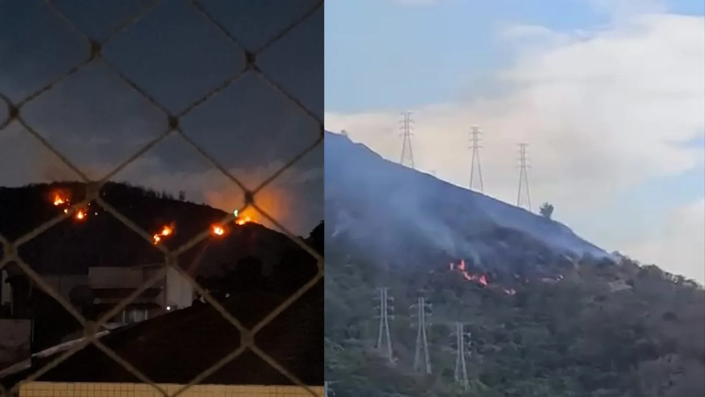 Incêndio de grandes proporções no Parque Estadual do Grajaú persiste pelo segundo dia e assusta moradores da Zona Norte