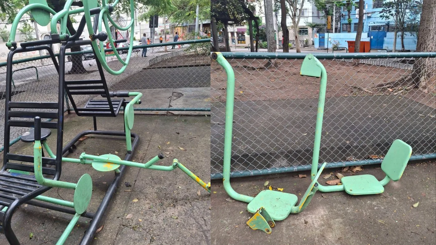 Moradores denunciam vandalismo e abandono na academia da Praça Edmundo Rêgo